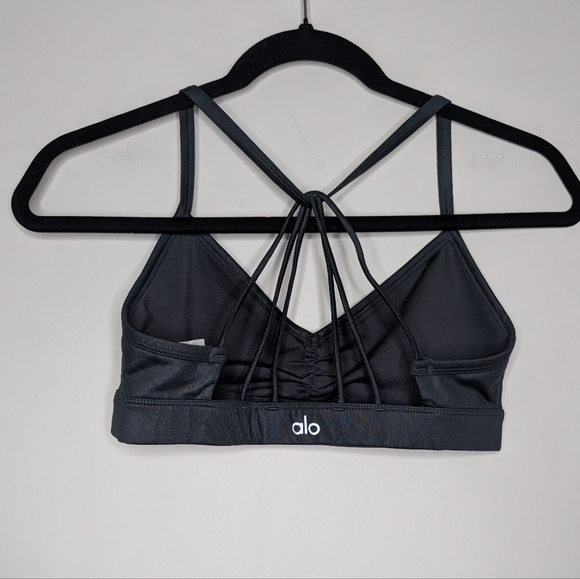 Alo Yoga Sunny Strappy Sports Bra Glossy Black Size S - Picture 7 of 10